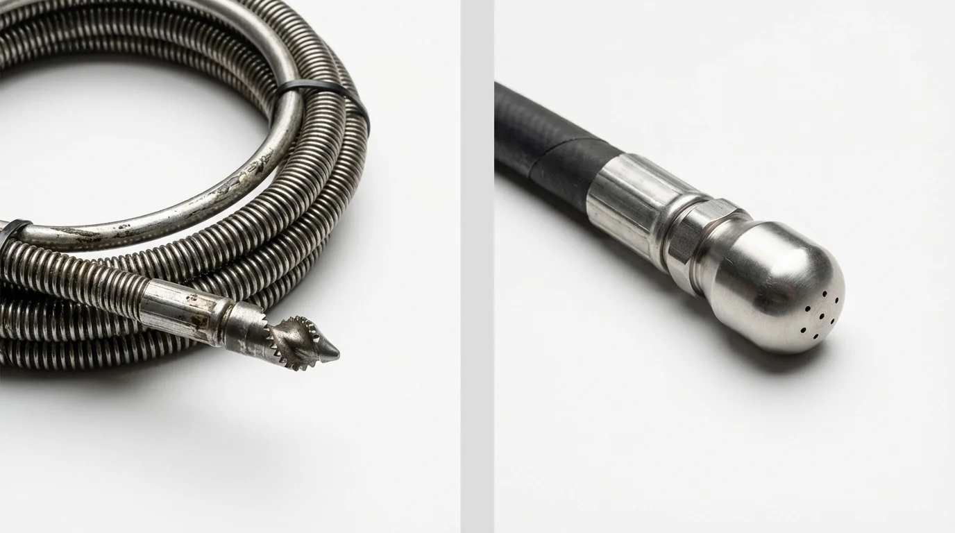 Drain snake cable and hydro jetting nozzle used for drain cleaning in Tipton, MO