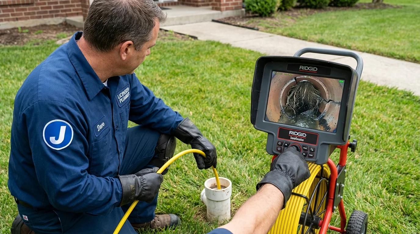 Sewer camera inspection being performed by Johns Plumbing LLC in Tipton