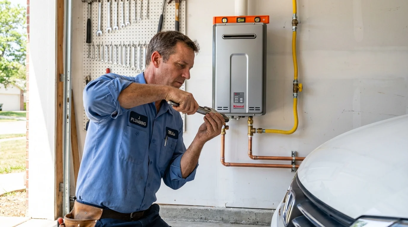 Tankless water heater installation by a Johns Plumbing LLC plumber in Tipton
